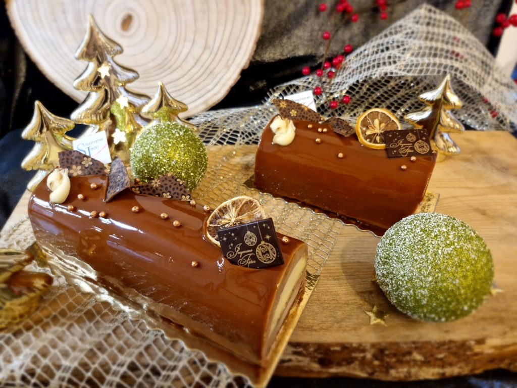 bûche noël 2024 chocolat au lait citron et yuzu